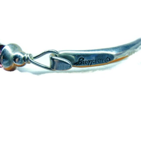 Vintage Bracelet Sterling Silver 925 Turquoise Purple Bead Latching Bangle - Picture 9 of 12